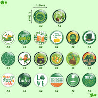 Dvbonike 40Pcs St. Patrick's Day Buttons Pins Shamrock Irish Round Badges Decoration, Saint Patrick's Day Brooch Pin, Lucky Party Favor Parade Supplies , Accessories for Hat Clothe Bags (20 Styles)