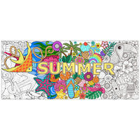 Dvbonike Jumbo Mandala Coloring Poster Giant Summer Color-in Paper Poster DIY Drawing Blank Doodle Art Banner 55.1 x 23.6 inch Tablecloth Wall Decoration, Home School Activity Party Supplies for Kids