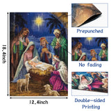 Dvbonike O Holy Night Garden Flag Christmas Nativity Linen Flag Vertical Double Sided Burlap Banner Outdoor Party Decorations for Winter Farmhouse Lawn Yard Patio Porch 18.4 x 12.4 Inch