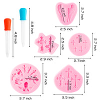 7Pcs Cross Angel Wings Silicone Molds Chocolate Fondant Candy Baking Mould for DIY Cake Decoration Mini Craft and Party Supplies for Birthday Baptism Baby Shower Wedding