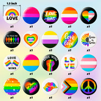 Dvbonike 20Pcs Rainbow Gay Pride Pins Buttons Parade Accessories Sets for Lesbian LGBT LGBTQ Love is Love Bisexual Proud Badges Festival Ornaments Colorful Decors for Backpacks Hats Clothes Bags