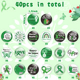 Dvbonike 40Pcs Mental Health Awareness Button Pins Green Ribbon Round Badges, Mental Health Awareness Month Brooch Pin, Care for Mental Health Matter Decoration Supplies, Clothing Bag Hat Accessories