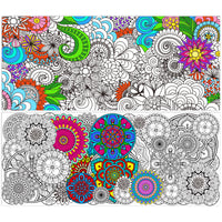 Dvbonike 2Pcs Jumbo Mandala Coloring Poster Giant Flower Color-in Paper Poster DIY Drawing Art Blank Banner Table Cover 55.1 x 23.6 inch Wall Decor, Home School Activity Party Supplies for Kids