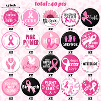 Dvbonike 40Pcs Breast Cancer Awareness Pins Buttons With Inspirational Texts Pink Ribbon Hope Faith Love Round Badges Decoration You Are Not Alone Brooch Pin for Event Supplies Clothe Bag Accessories