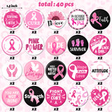 Dvbonike 40Pcs Breast Cancer Awareness Pins Buttons With Inspirational Texts Pink Ribbon Hope Faith Love Round Badges Decoration You Are Not Alone Brooch Pin for Event Supplies Clothe Bag Accessories