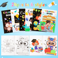 Dvbonike 24Pcs Kindergarten Graduation Coloring Books Congrats Grad DIY Color-in Pages with Animals Cartoon Characters Drawing Party Favors Gift Home School Classroom Artwork Supplies for Kids Age 4-8