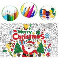 Dvbonike Giant Christmas Coloring Poster with Santa Snow Snowman Elk Kids DIY Blank Doodle Art Paper Banner 55.1 X 23.6 Inch Jumbo Wall Decoration for School Group Activity Home Party Supplies