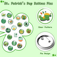 Dvbonike 40Pcs St. Patrick's Day Buttons Pins Shamrock Irish Round Badges Decoration, Saint Patrick's Day Brooch Pin, Lucky Party Favor Parade Supplies , Accessories for Hat Clothe Bags (20 Styles)
