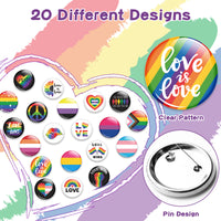 Dvbonike 40Pcs Gay Pride Button Pins Rainbow LGBT Round Badges Love is Love Heart Bisexual Proud Brooch Pin for Parade Festival Activity Decorations Party Favors Supplies Clothe Bag Hat Accessories