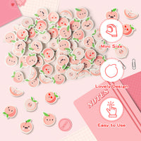 Dvbonike 60Pcs Peach Mini Erasers for Kids Bulk, Novelty Summer Pencil Eraser with Cute Expressions 3D Pink Desk Pet for Classroom Prizes Student Homework Reward Party Favors Gift Filler Supplies