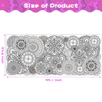 Dvbonike Jumbo Mandala Coloring Poster Giant Flower Color-in Paper Poster DIY Drawing Blank Doodle Art Banner Circular Floral Patterns 55.1x23.6 inch Wall Decor, Home School Activity Party Supplies for Kids
