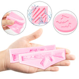 6Pcs Imitation Pistol Machine Gun Silicone Molds Baking Mold Birthday Party Supply for Making Cake Decoration Chocolate Candy Jewelry Making and Mini DIY Craft for Birthday Party Supply