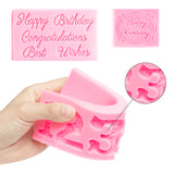 15Pcs Happy Birthday 3D Embossed Number Letter Fondant Molds with Lollipop Paper Sticks Chocolate Candy Silicone Baking Mould Ice Cube Tray for Making Cake Decoration for Birthday Party