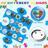 Dvbonike 40Pcs Autism Awareness Button Pins Novelty Colorful Round Badges, Love Needs No Words World Autism Awareness Day Brooch Pin, Special Education Promotional Supplies for Clothe Bag Accessories