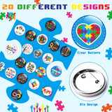 Dvbonike 40Pcs Autism Awareness Button Pins Novelty Colorful Round Badges, Love Needs No Words World Autism Awareness Day Brooch Pin, Special Education Promotional Supplies for Clothe Bag Accessories