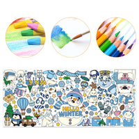 Dvbonike Giant Winter Coloring Poster with Snow Snowman Elk Christmas Tree Kids DIY Blank Doodle Art Paper Banner 55.1 X 23.6 Inch Jumbo Wall Decoration for School Group Activity Home Party Supplies