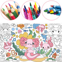 Dvbonike Axolotl Giant Coloring Poster Amphibian Theme Large Blank Doodle Art Paper Banner 55.1X 23.6 Inch DIY Drawing Supplies Kids Birthday Party Favors Gifts for Home School Classroom Activity