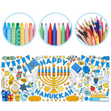 Dvbonike Giant Happy Hanukkah Coloring Posters for Kids Jumbo Chanukkah Paper Blank Banner with Menorah Dreidel 55” x 23.6” Coloring Tablecloth for School Art Crafts Home Party Supplies