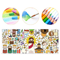 Dvbonike Giant Christian Bible Coloring Poster with Crosses Churches Kids DIY Blank Doodle Art Paper Banner 55.1X 23.6 Inch Jumbo Wall Decoration for Sunday School Group Activity Home Party Supplies
