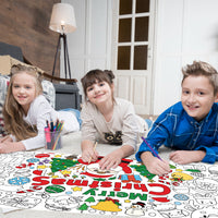 Dvbonike Giant Christmas Coloring Poster with Santa Snow Snowman Elk Kids DIY Blank Doodle Art Paper Banner 55.1 X 23.6 Inch Jumbo Wall Decoration for School Group Activity Home Party Supplies