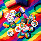 Dvbonike 40Pcs Gay Pride Button Pins Rainbow LGBT Round Badges Love is Love Heart Bisexual Proud Brooch Pin for Parade Festival Activity Decorations Party Favors Supplies Clothe Bag Hat Accessories