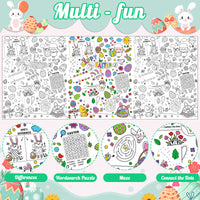 Dvbonike Giant Easter Coloring Poster Jumbo Easter Egg Bunny Color-in Paper Poster 55.1 x 23.6 inch DIY Blank Doodle Art Banner with Game Tablecloth Decoration for Home School Activity Party Supplies