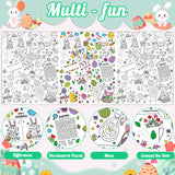 Dvbonike Giant Easter Coloring Poster Jumbo Easter Egg Bunny Color-in Paper Poster 55.1 x 23.6 inch DIY Blank Doodle Art Banner with Game Tablecloth Decoration for Home School Activity Party Supplies