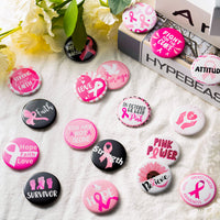 Dvbonike 40Pcs Breast Cancer Awareness Pins Buttons With Inspirational Texts Pink Ribbon Hope Faith Love Round Badges Decoration You Are Not Alone Brooch Pin for Event Supplies Clothe Bag Accessories