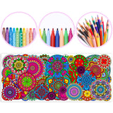 Dvbonike Jumbo Mandala Coloring Poster Giant Flower Color-in Paper Poster DIY Drawing Blank Doodle Art Banner Circular Floral Patterns 55.1x23.6 inch Wall Decor, Home School Activity Party Supplies for Kids
