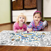 Dvbonike Giant Winter Coloring Poster with Snow Snowman Elk Christmas Tree Kids DIY Blank Doodle Art Paper Banner 55.1 X 23.6 Inch Jumbo Wall Decoration for School Group Activity Home Party Supplies