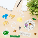 11Pcs Jungle Safari Animal Cake Fondant Molds Cookie Cutter Gum Paste Baking Mould Tropical Leaf &Grass Candy Making Mold for Cake Decoration DIY Craft Tools for Baby Shower Birthday Party