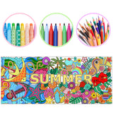Dvbonike Jumbo Mandala Coloring Poster Giant Summer Color-in Paper Poster DIY Drawing Blank Doodle Art Banner 55.1 x 23.6 inch Tablecloth Wall Decoration, Home School Activity Party Supplies for Kids
