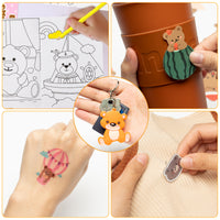 Dvbonike 94Pcs Cute Bear Party Favors Treasure Box Toys Including Bear Coloring Book Temporary Tattoo Sticker for Birthday Party School Classroom Rewards Candy Goodie Bag Fillers Gift Toys for Kids