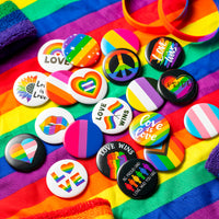 Dvbonike 20Pcs Rainbow Gay Pride Pins Buttons Parade Accessories Sets for Lesbian LGBT LGBTQ Love is Love Bisexual Proud Badges Festival Ornaments Colorful Decors for Backpacks Hats Clothes Bags