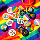 Dvbonike 20Pcs Rainbow Gay Pride Pins Buttons Parade Accessories Sets for Lesbian LGBT LGBTQ Love is Love Bisexual Proud Badges Festival Ornaments Colorful Decors for Backpacks Hats Clothes Bags