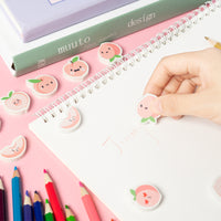 Dvbonike 60Pcs Peach Mini Erasers for Kids Bulk, Novelty Summer Pencil Eraser with Cute Expressions 3D Pink Desk Pet for Classroom Prizes Student Homework Reward Party Favors Gift Filler Supplies