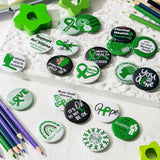 Dvbonike 40Pcs Mental Health Awareness Button Pins Green Ribbon Round Badges, Mental Health Awareness Month Brooch Pin, Care for Mental Health Matter Decoration Supplies, Clothing Bag Hat Accessories