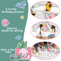 Dvbonike Axolotl Giant Coloring Poster Amphibian Theme Large Blank Doodle Art Paper Banner 55.1X 23.6 Inch DIY Drawing Supplies Kids Birthday Party Favors Gifts for Home School Classroom Activity
