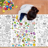 Dvbonike Giant Easter Coloring Poster Jumbo Easter Egg Bunny Color-in Paper Poster 55.1 x 23.6 inch DIY Blank Doodle Art Banner with Game Tablecloth Decoration for Home School Activity Party Supplies