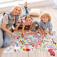 Dvbonike Jumbo Valentine’s Day Coloring Poster Giant Unicorn DIY Drawing Paper Art Blank Banner 55.1 x 23.6 Inch Coloring Wall Decoration School Group Activities for Kids Arts Craft Party Suppiles