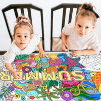 Dvbonike Jumbo Mandala Coloring Poster Giant Summer Color-in Paper Poster DIY Drawing Blank Doodle Art Banner 55.1 x 23.6 inch Tablecloth Wall Decoration, Home School Activity Party Supplies for Kids