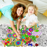 Dvbonike Jumbo Mandala Coloring Poster Giant Flower DIY Color-in Paper Art Blank Banner 55.1 x 23.6 Inch Drawing Tablecloth Wall Decor Party School Class Activities for Kids Arts Craft Suppiles