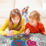 Dvbonike Jumbo Mandala Coloring Poster Giant Flower Color-in Paper Poster DIY Drawing Blank Doodle Art Banner Circular Floral Patterns 55.1x23.6 inch Wall Decor, Home School Activity Party Supplies for Kids