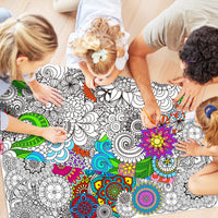 Dvbonike 2Pcs Jumbo Mandala Coloring Poster Giant Flower Color-in Paper Poster DIY Drawing Art Blank Banner Table Cover 55.1 x 23.6 inch Wall Decor, Home School Activity Party Supplies for Kids