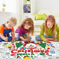 Dvbonike Giant Christmas Coloring Poster with Santa Snow Snowman Elk Kids DIY Blank Doodle Art Paper Banner 55.1 X 23.6 Inch Jumbo Wall Decoration for School Group Activity Home Party Supplies