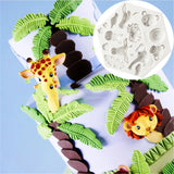 11Pcs Jungle Safari Animal Cake Fondant Molds Cookie Cutter Gum Paste Baking Mould Tropical Leaf &Grass Candy Making Mold for Cake Decoration DIY Craft Tools for Baby Shower Birthday Party