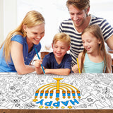 Dvbonike Giant Happy Hanukkah Coloring Posters for Kids Jumbo Chanukkah Paper Blank Banner with Menorah Dreidel 55” x 23.6” Coloring Tablecloth for School Art Crafts Home Party Supplies