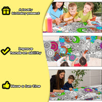 Dvbonike 2Pcs Jumbo Mandala Coloring Poster Giant Flower Color-in Paper Poster DIY Drawing Art Blank Banner Table Cover 55.1 x 23.6 inch Wall Decor, Home School Activity Party Supplies for Kids