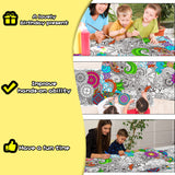Dvbonike 2Pcs Jumbo Mandala Coloring Poster Giant Flower Color-in Paper Poster DIY Drawing Art Blank Banner Table Cover 55.1 x 23.6 inch Wall Decor, Home School Activity Party Supplies for Kids