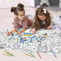 Dvbonike Giant Winter Coloring Poster with Snow Snowman Elk Christmas Tree Kids DIY Blank Doodle Art Paper Banner 55.1 X 23.6 Inch Jumbo Wall Decoration for School Group Activity Home Party Supplies